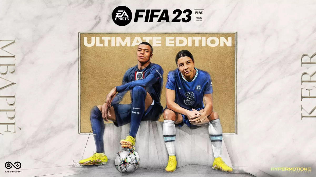 <p>Обложку FIFA 23 Ultimate Edition украшает звезда французского &laquo;ПСЖ&raquo; Килиан Мбаппе и австралийская нападающая женского состава &laquo;Челси&raquo; Саманта Мей &laquo;Сэм&raquo; Керр</p>