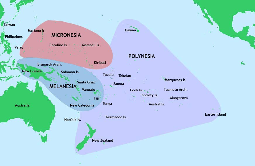 Острова Меланезии на карте
