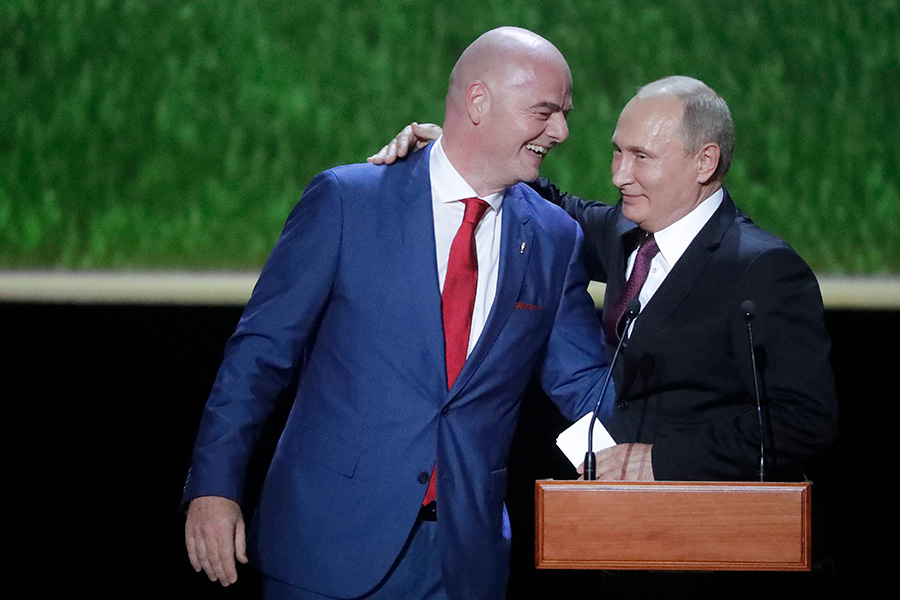 Президент ФИФА&nbsp;Джанни Инфантино и президент России Владимир Путин