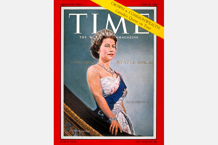 Обложка журнала Time, 1959 год.

За время правления Елизаветы II сменилось&ensp;15&ensp;премьер-министров, семь пап римских и семь архиепископов Кентерберийских