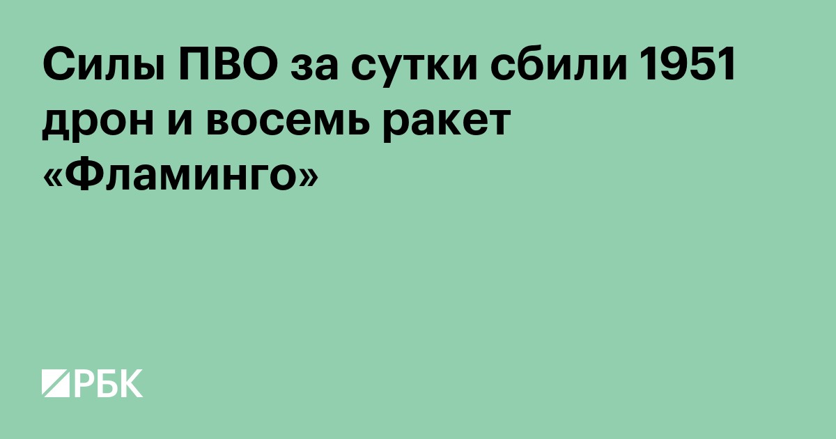 Силы ПВО за сутки сбили 1951 дрон и восемь ракет «Фламинго»