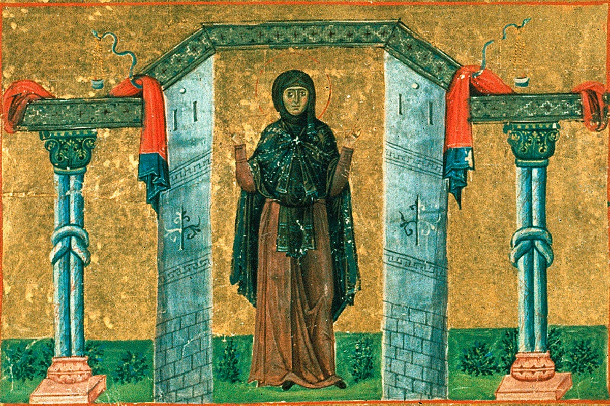 Миниатюра из византийской рукописи с изображением Мелании Римлянки