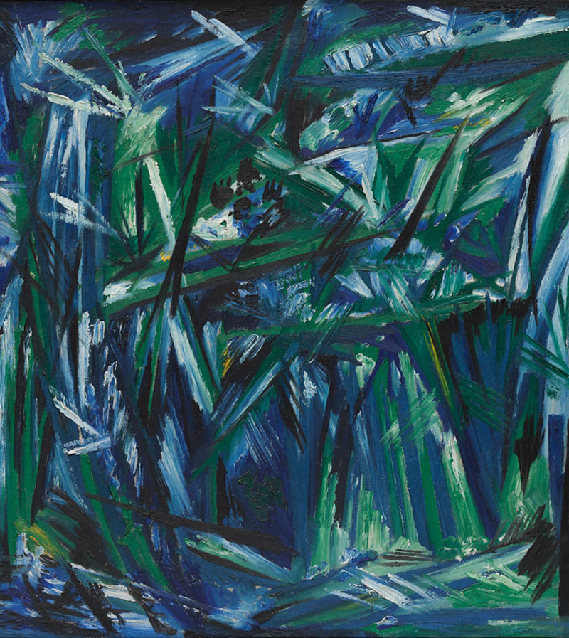 Наталья Гончарова &laquo;Лучизм, сине-зеленый лес&raquo;, 1913