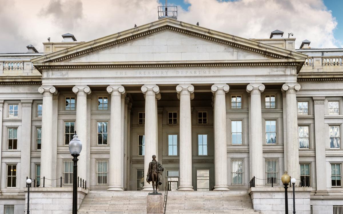 Здание Министерства финансов (Казначейства) в Вашингтоне, округ Колумбия, США
