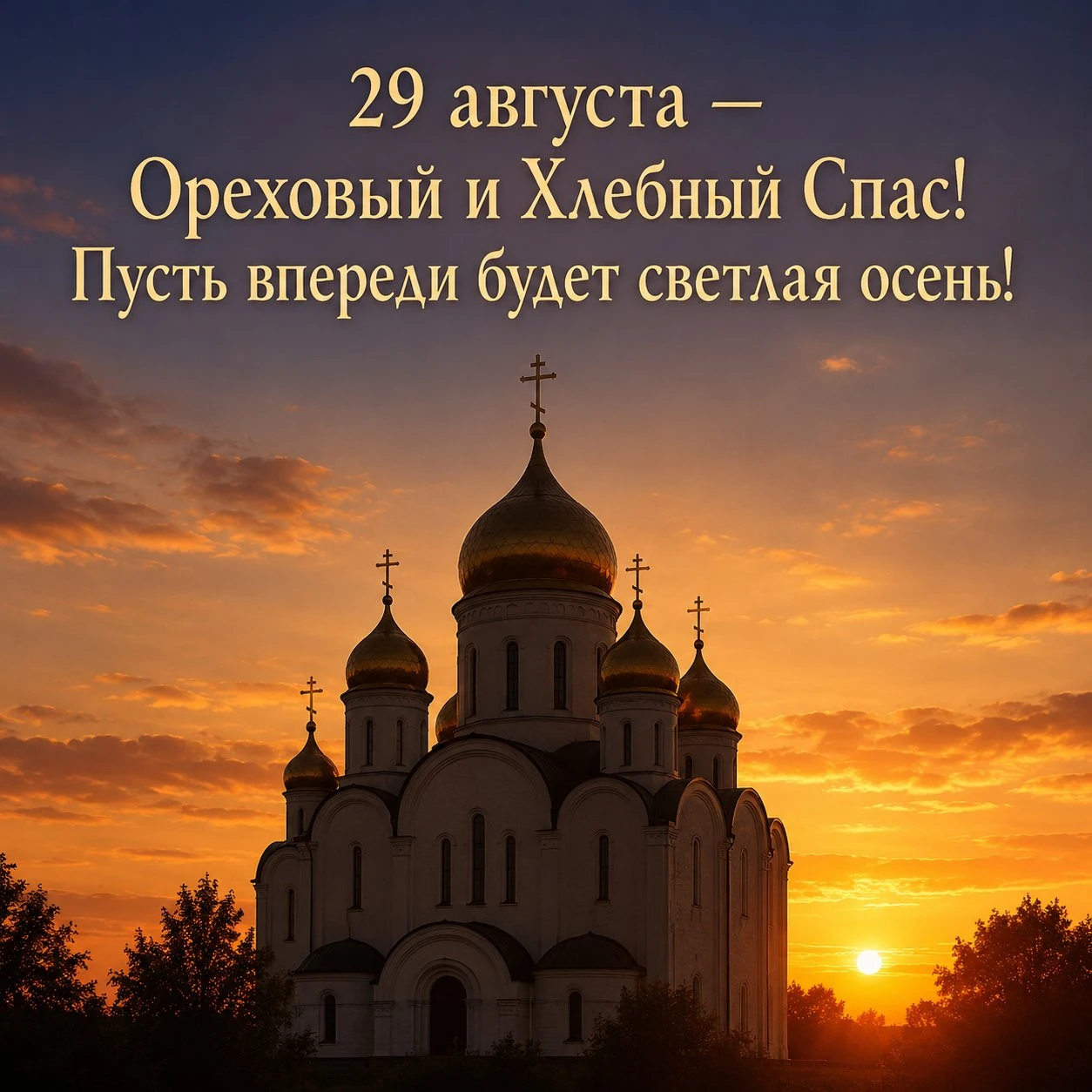 Православная открытка к Ореховому и Хлебному Спасу 29 августа