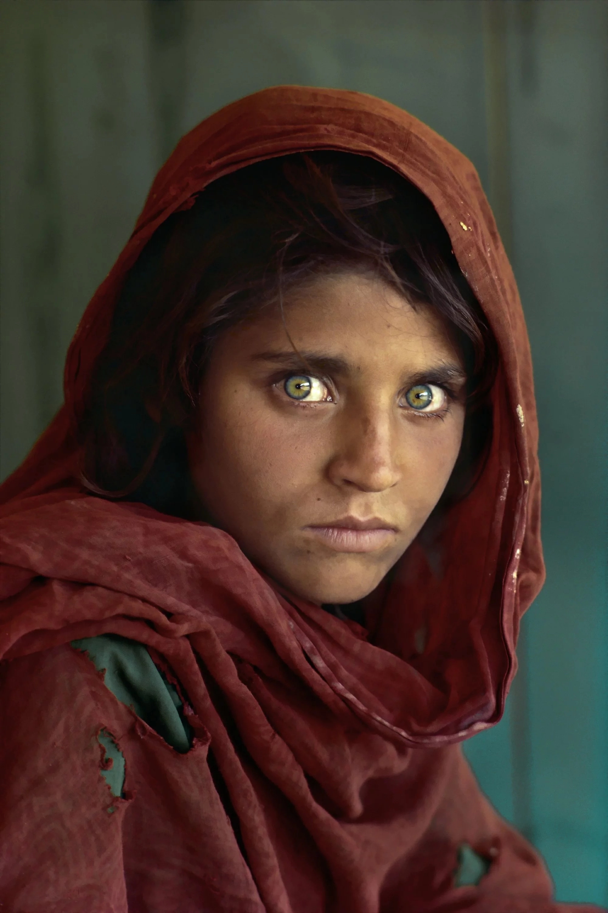 Стив МакКарри. Шарбат Гула. Афганская девочка. Лагерь беженцев Насир-Баг недалеко от Пешаварa, Пакистан, 1984
