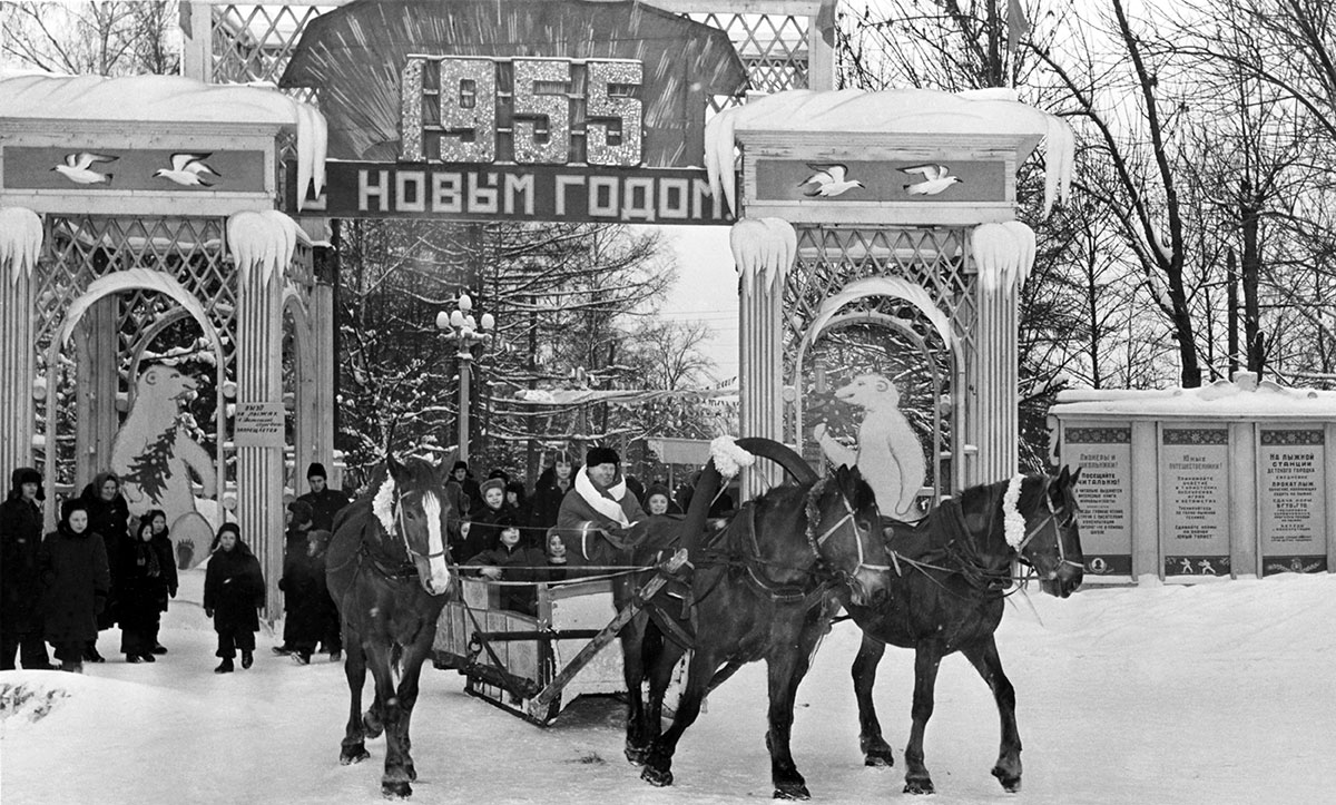 Катание детей на тройке в парке &laquo;Сокольники&raquo;