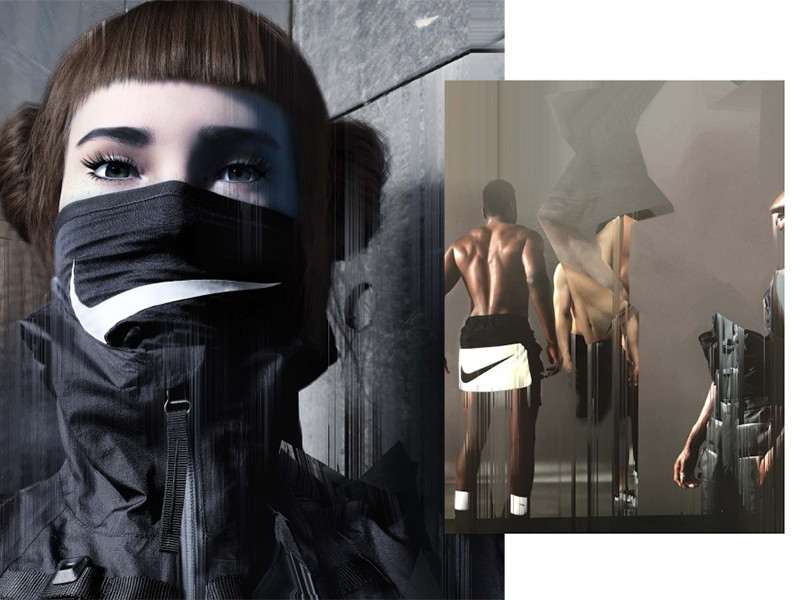 Рекламная кампания Nike с участием виртуальной модели Лил Микелы, созданная Ником Найтом с использованием Glitché