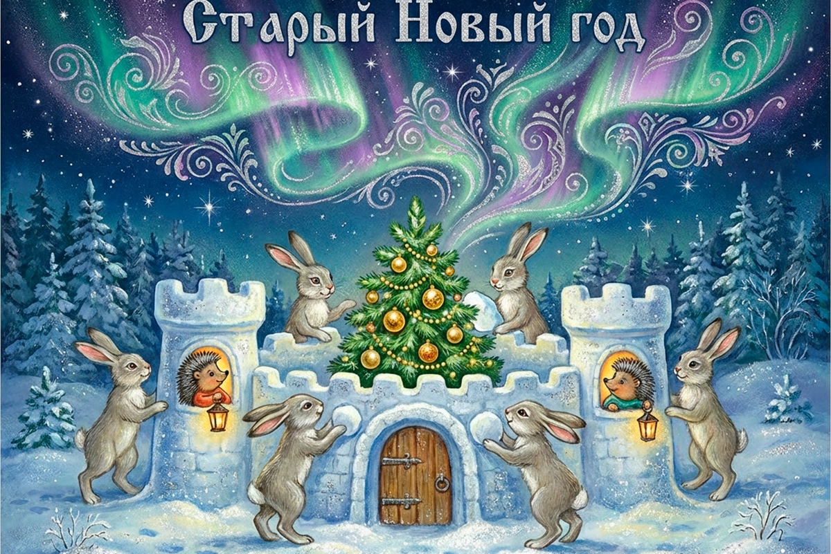 15 открыток на Старый Новый год — 2026: советские и в стиле ретро