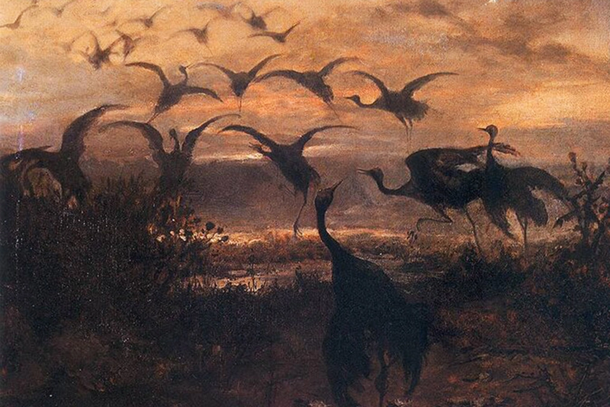 Картина Юзефа Хелмоньского «Журавли» («Отлет журавлей»)