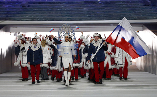 Сборная России на открытии Олимпийских игр в Сочи. 7 февраля 2014 года


