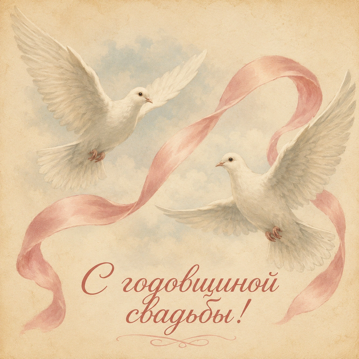 Винтажная открытка с годовщиной свадьбы