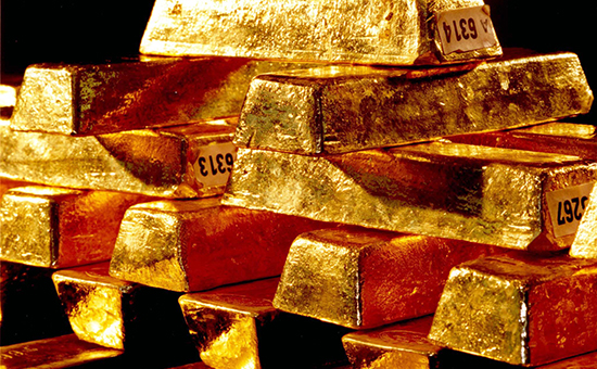Золотые слитки Бундесбанка&nbsp;в хранилище во Франкфурте-на-Майне


