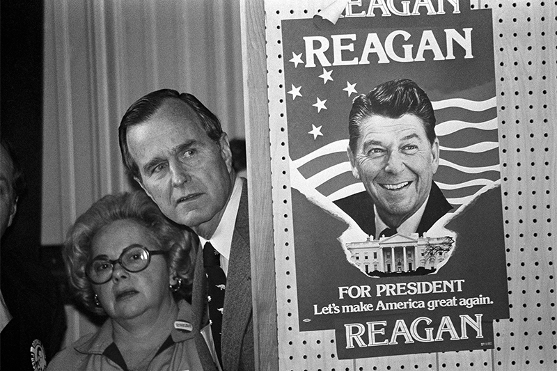 Президент: Рональд Рейган,&nbsp;1980 год

Лозунг: ​Let&#39;s Make America Great Again (&laquo;Сделаем Америку снова великой&raquo;)
