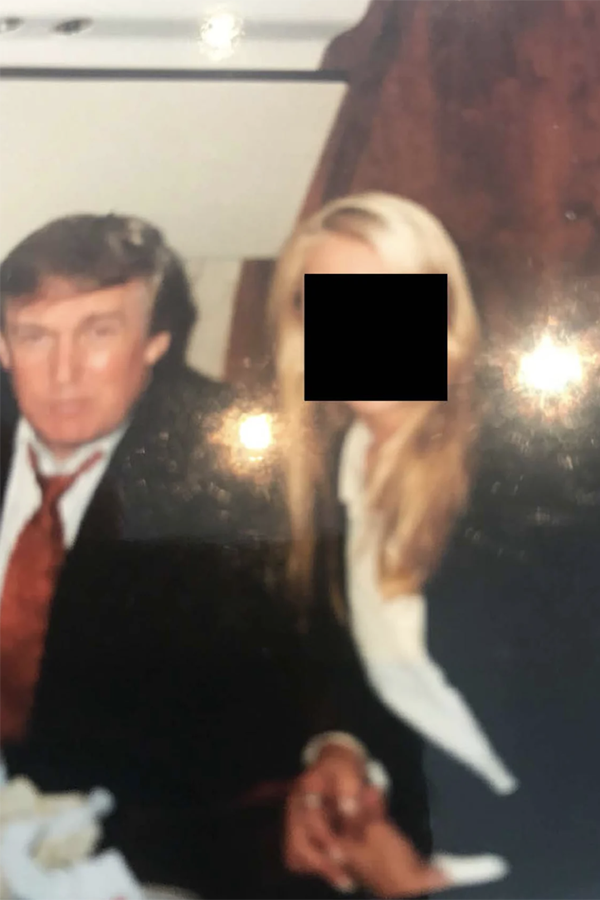 Трамп и неопознанная женщина, лицо которой было засекречено демократами из Комитета по надзору Палаты представителей.
