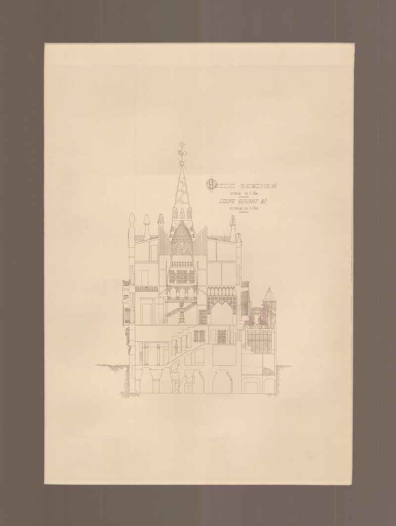 Дворец Гуэля: фрагмент чертежа, 1910
