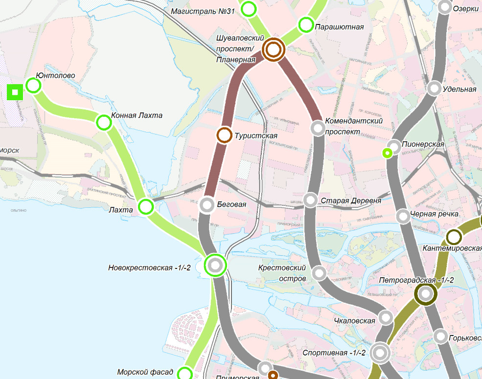 Схема развития метрополитена Петербурга
