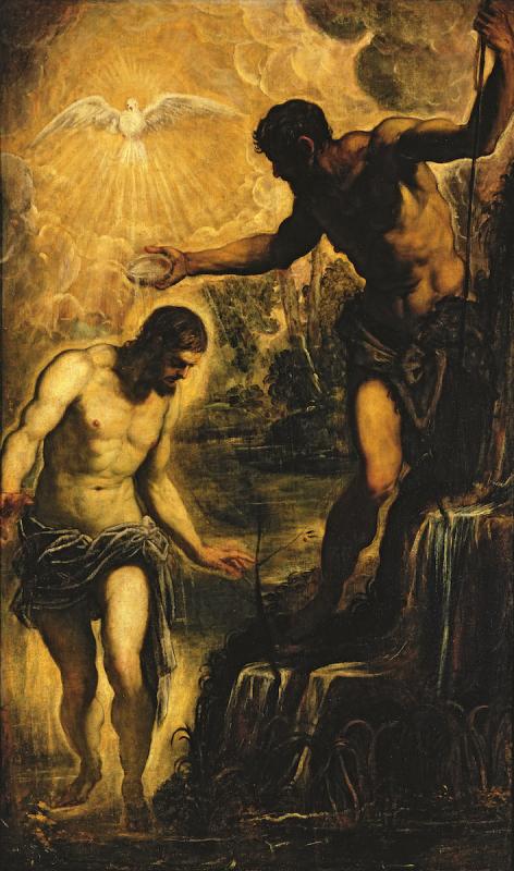 Якопо Робусти, прозванный Тинторетто (около 1518 &ndash; 1594). Крещение Христа. Около 1580. Холст, масло. Венеция (Сан Поло), церковь Сан Сильвестро.