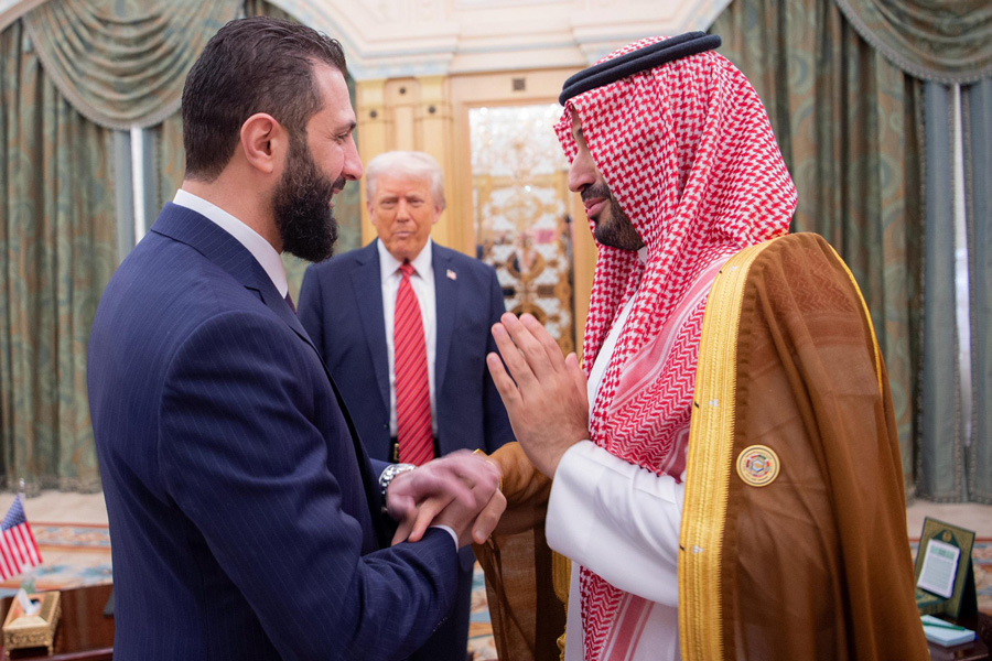 Ахмед аш-Шараа, Дональд Трамп и&nbsp;Мухаммед бен Сальман Аль Сауд
