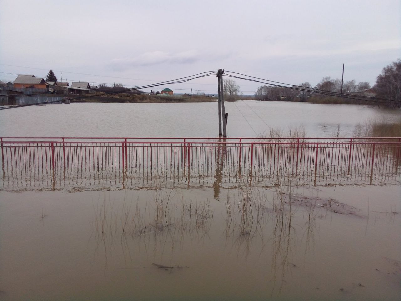 В тюменском селе затоплены трасса и пешеходный мост. Фоторепортаж