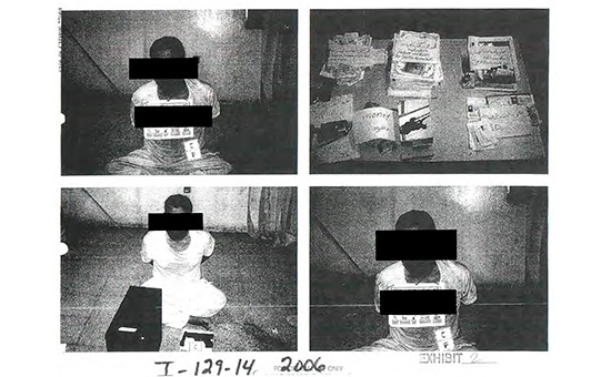 Комбинация фотографий заключенного тюрьмы Абу-Грейб в Ираке, опубликованных Пентагоном
