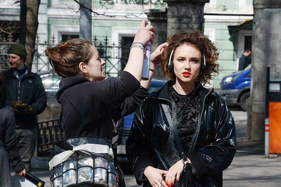 Стася Милославская на съемках фильма Бориса Акопова &laquo;Бык&raquo;, 2018 год