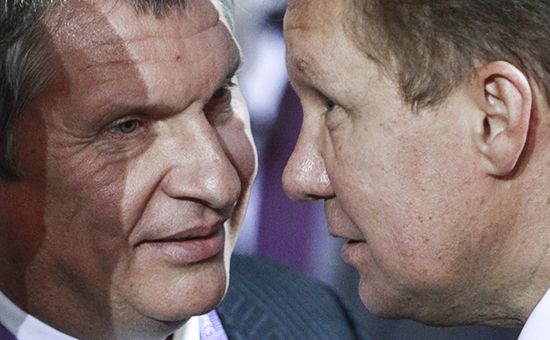 Глава «Роснефти» Игорь Сечин и глава правления «Газпрома» Алексей Миллер (слева направо)