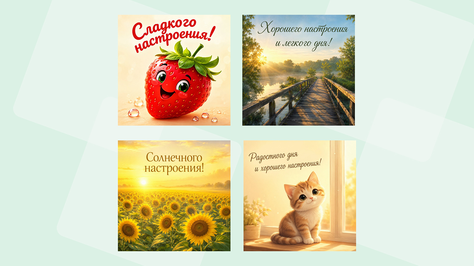 40+ открыток с пожеланием хорошего настроения и отличного дня