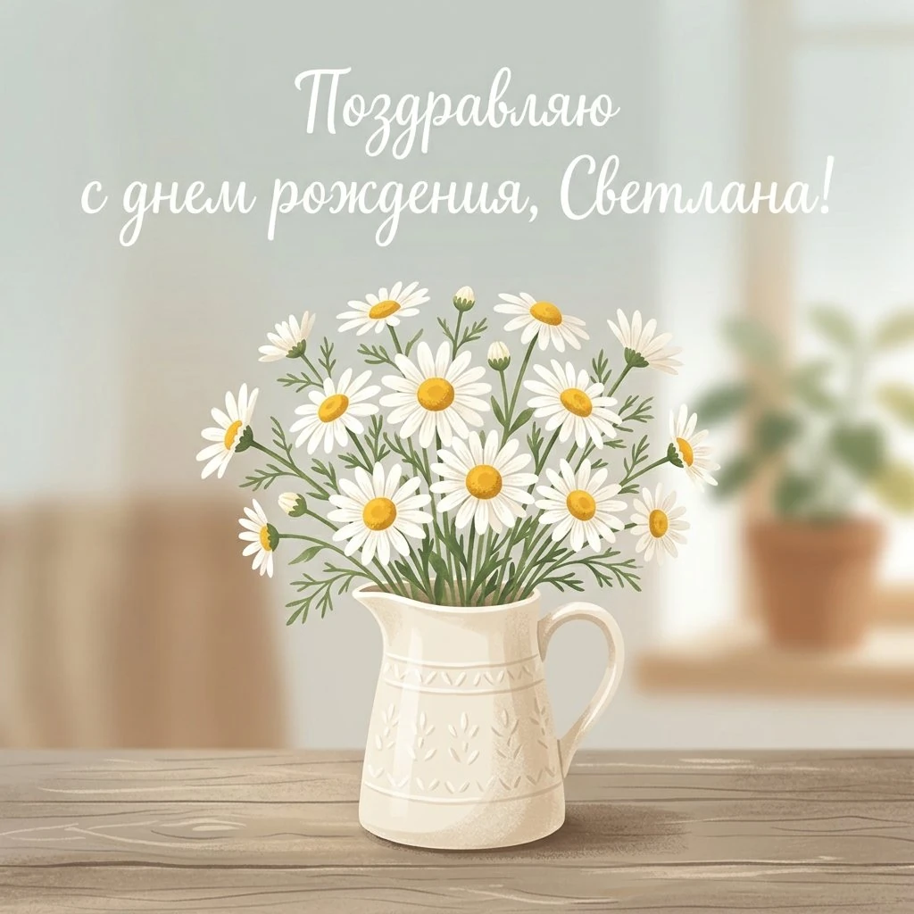 Светлая открытка с днем рождения Светлане