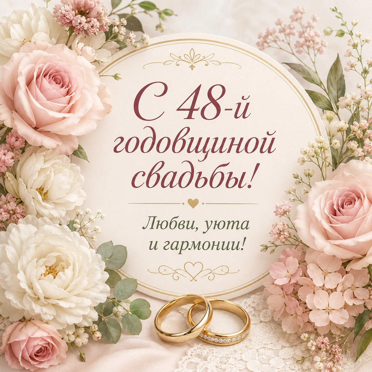 Нежная открытка с 48-й годовщиной свадьбы