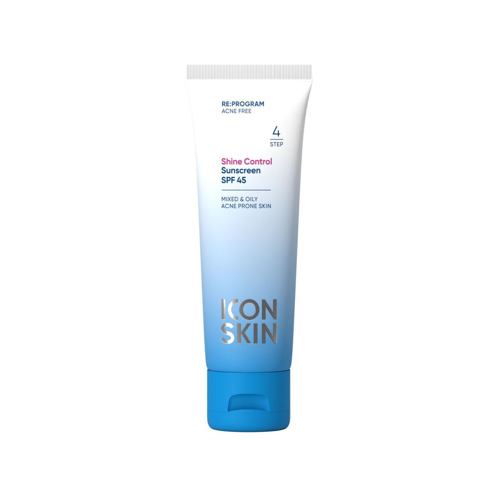 Солнцезащитный крем для лица SPF 45 Shine control, Icon skin, 1850 руб. («Золотое яблоко»)