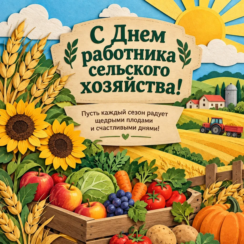 Открытка ко Дню работника сельского хозяйства с поздравлением