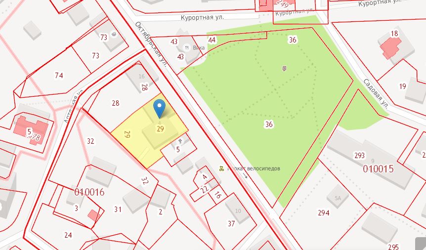 Фото: Скриншот публичной кадастровой карты (Желтым выделен участок, где планируют построить гостевой дом)