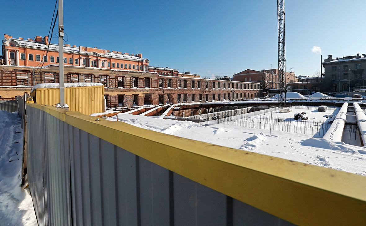 Вид на строящееся здание новой сцены&nbsp;МДТ в Санкт-Петербурге.&nbsp;21 февраля 2018 года
