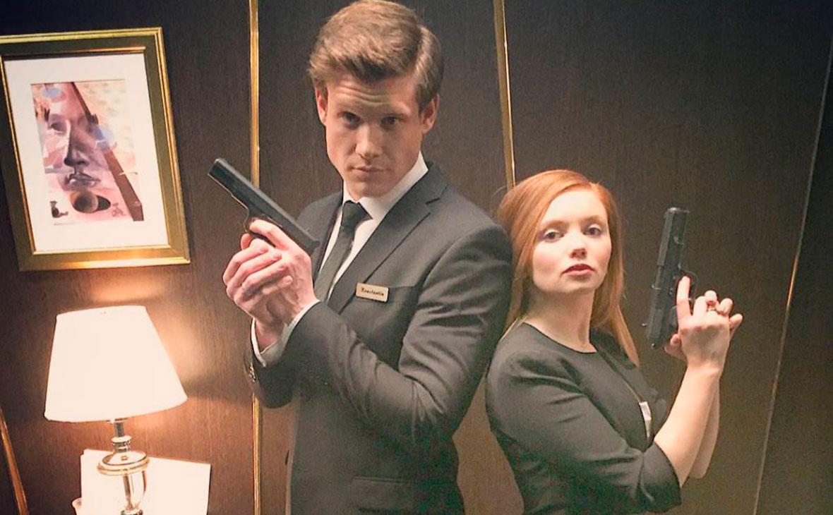 Виктор Хориняк и Ольга Кузьмина во время съемок сериала &laquo;Отель &laquo;Элеон&raquo;, 2017 год