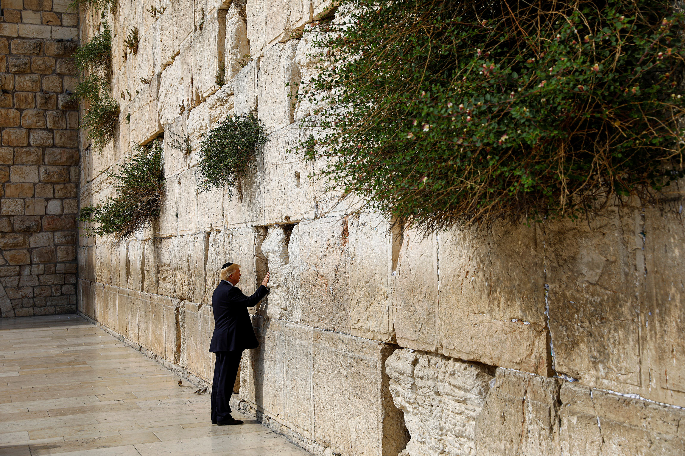 В мае 2017 года он стал первым действующим президентом США, который посетил Храм Гроба Господня и побывал у Стены Плача в Иерусалиме. В том&nbsp;же году он признал этот город столицей Израиля и объявил о переносе американского посольства из Тель-Авива, что вызвало протесты в Палестине