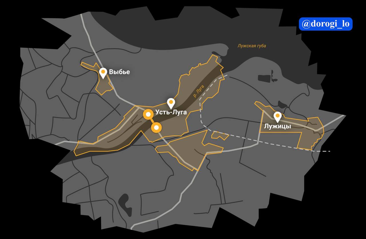 Мост через реку Лугу в поселке Усть-Луга на карте