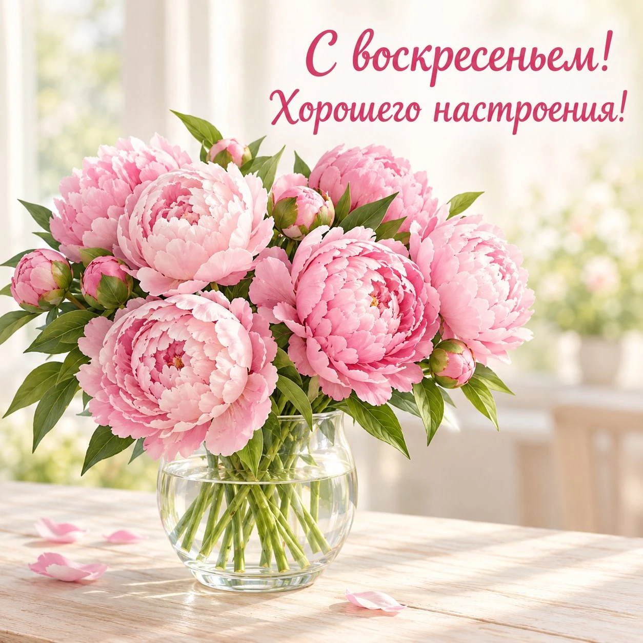 Нежная открытка с пожеланием хорошего настроения в воскресенье