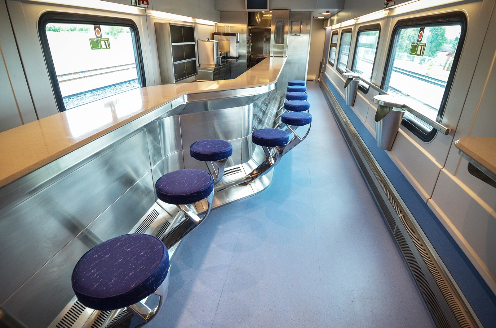 В составе поезда Talgo - пассажирские вагоны с местами для сидения первого и второго классов, спальные вагоны первого класса, а также вагон-ресторан и вагон-бистро.