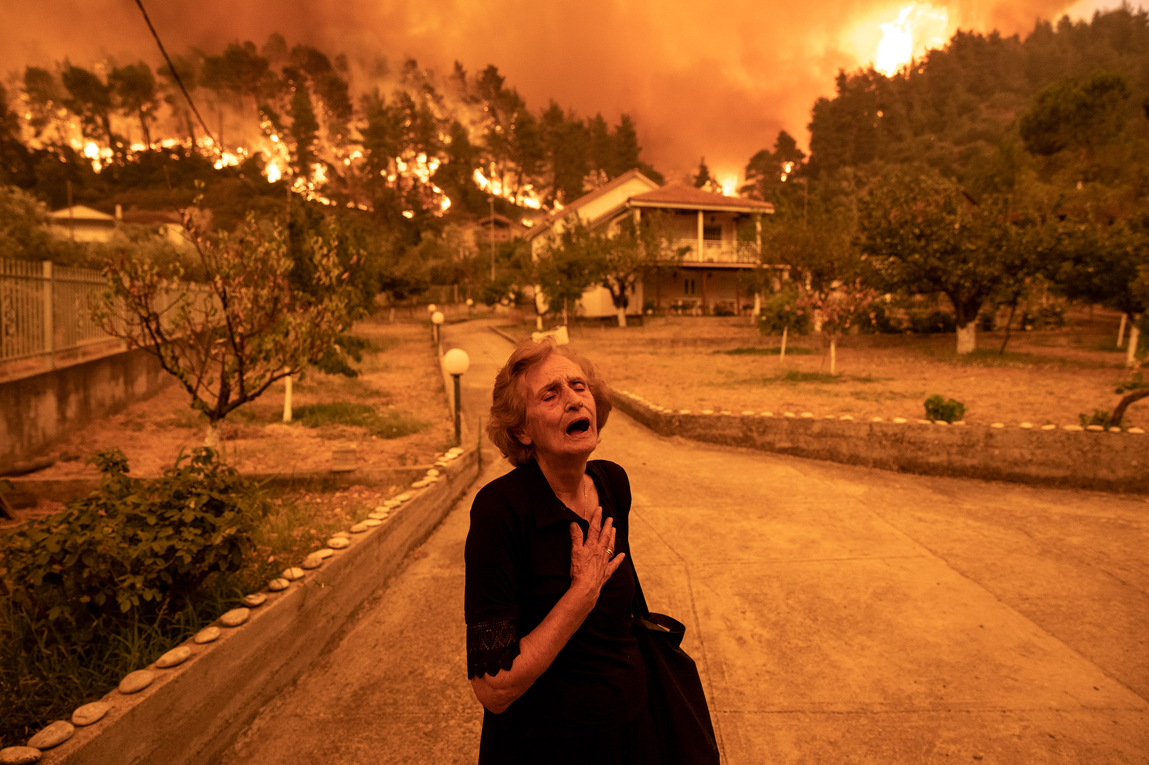 Автор: Константинос Цакалидис, Греция.

Женщина плачет после того, как лесной пожар достиг ее дома в деревне Гувес на острове Эвбея, Греция, 8 августа 2021 года. Пожары были вызваны самой жаркой погодой в стране за последние 30 лет