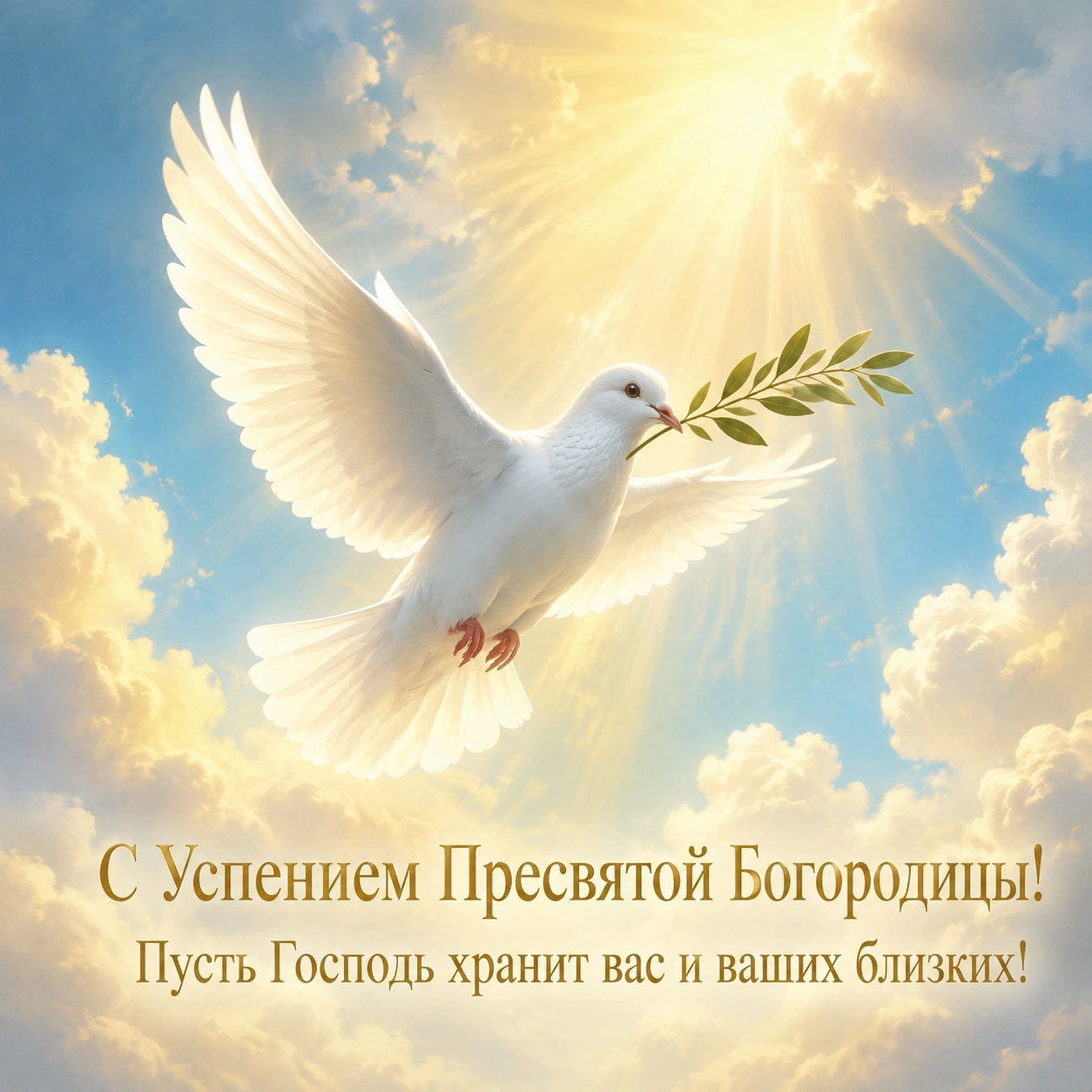 Красивая открытка с Успением Пресвятой Богородицы