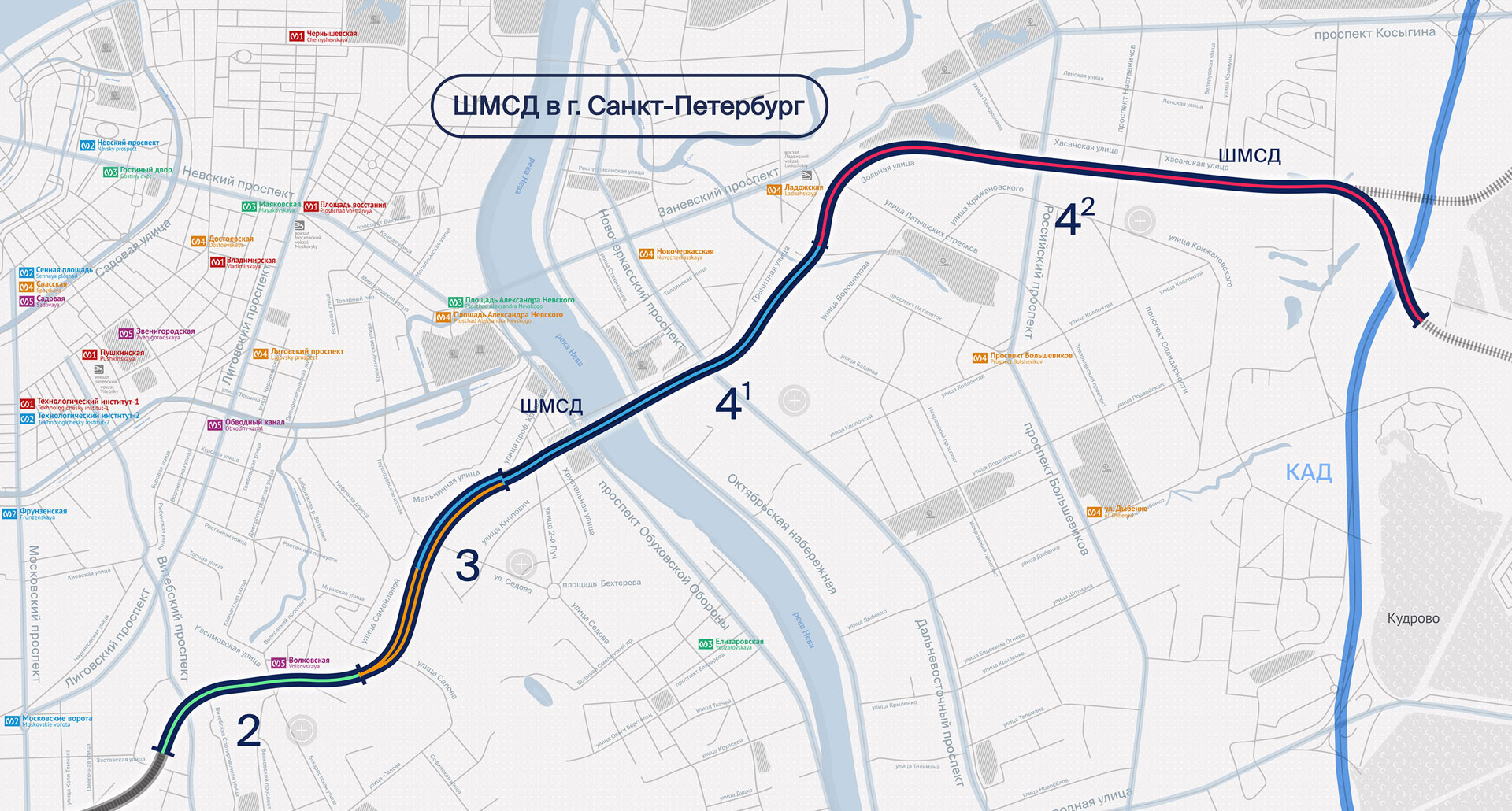 Схема ШМСД на карте Санкт-Петербурга