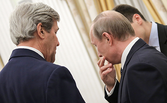 Госсекретарь США Джон Керри и президент России Владимир Путин


