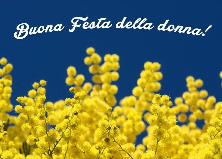 Поздравление с 8-м марта на итальянском на фоне желтых цветов