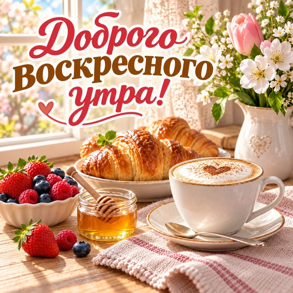 Открытка с пожеланием доброго воскресного утра