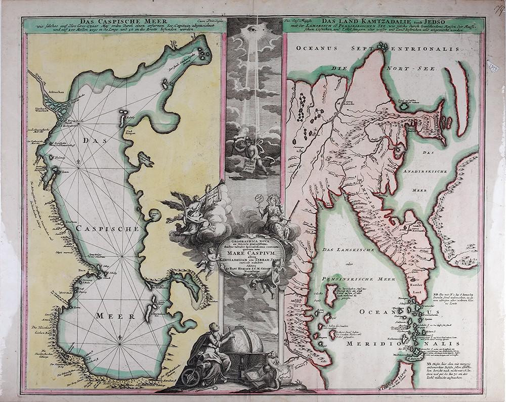 Карта Камчатки и Каспия,1720