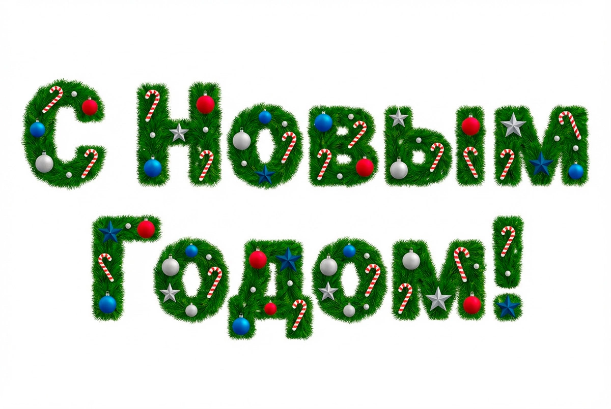 Красивая надпись «С Новым годом!»: 10 несложных и оригинальных вариантов