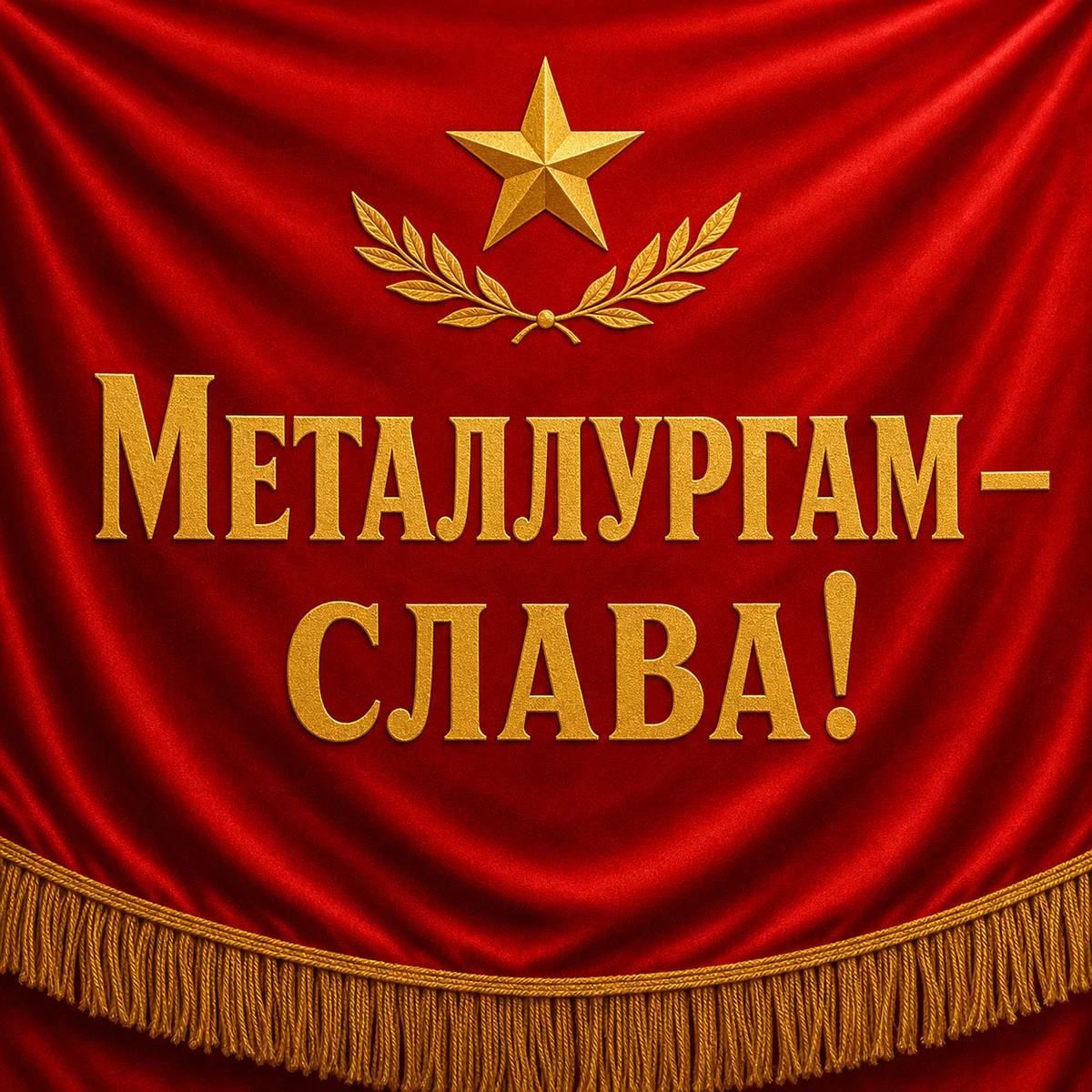 Открытка ко Дню металлурга с надписью «Металлургам — слава!»