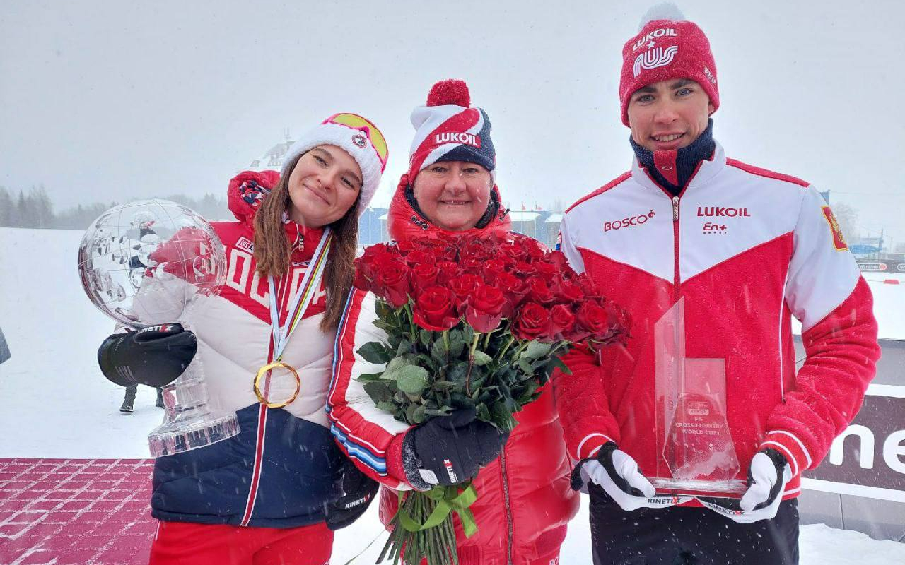 Наталья Непряева, Елена Вяльбе и лыжник Александр Терентьев