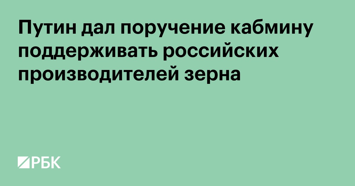 Путин дал поручение кабмину поддерживать российских производителей зерна